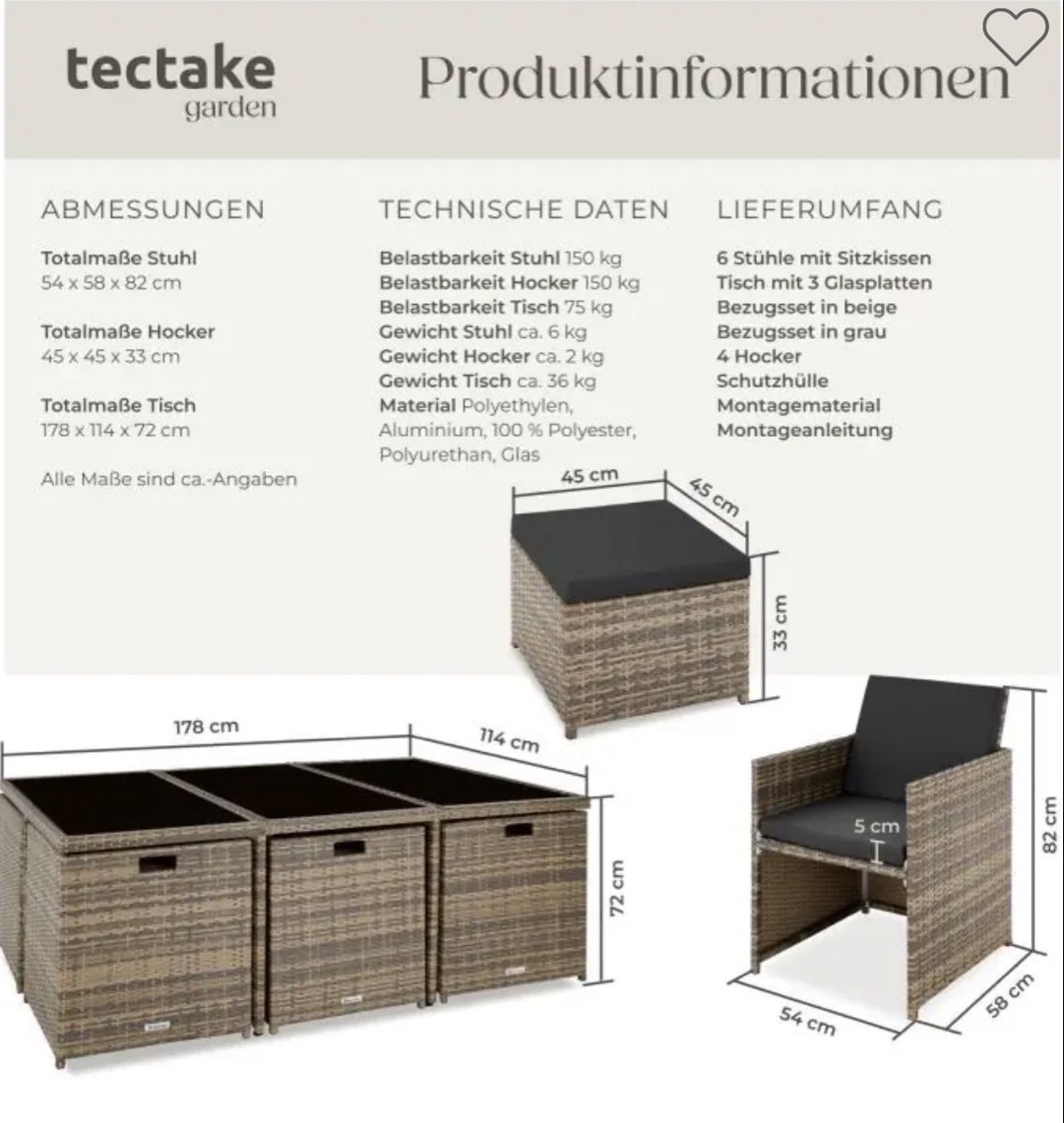Set di tavolo e panche: Rattan Gartenmöbel Set - Fast wie neu – Nuovo (secondo la descrizione) da Fehraltorf venduto da Mydreamshop 3