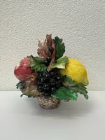 Vintage Capodimonte Stil Keramik Früchtekorb Trauben Blätter