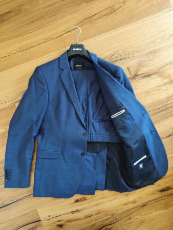 Herren Anzug Strellson Rick James Schurwolle Gr. 50/L blau