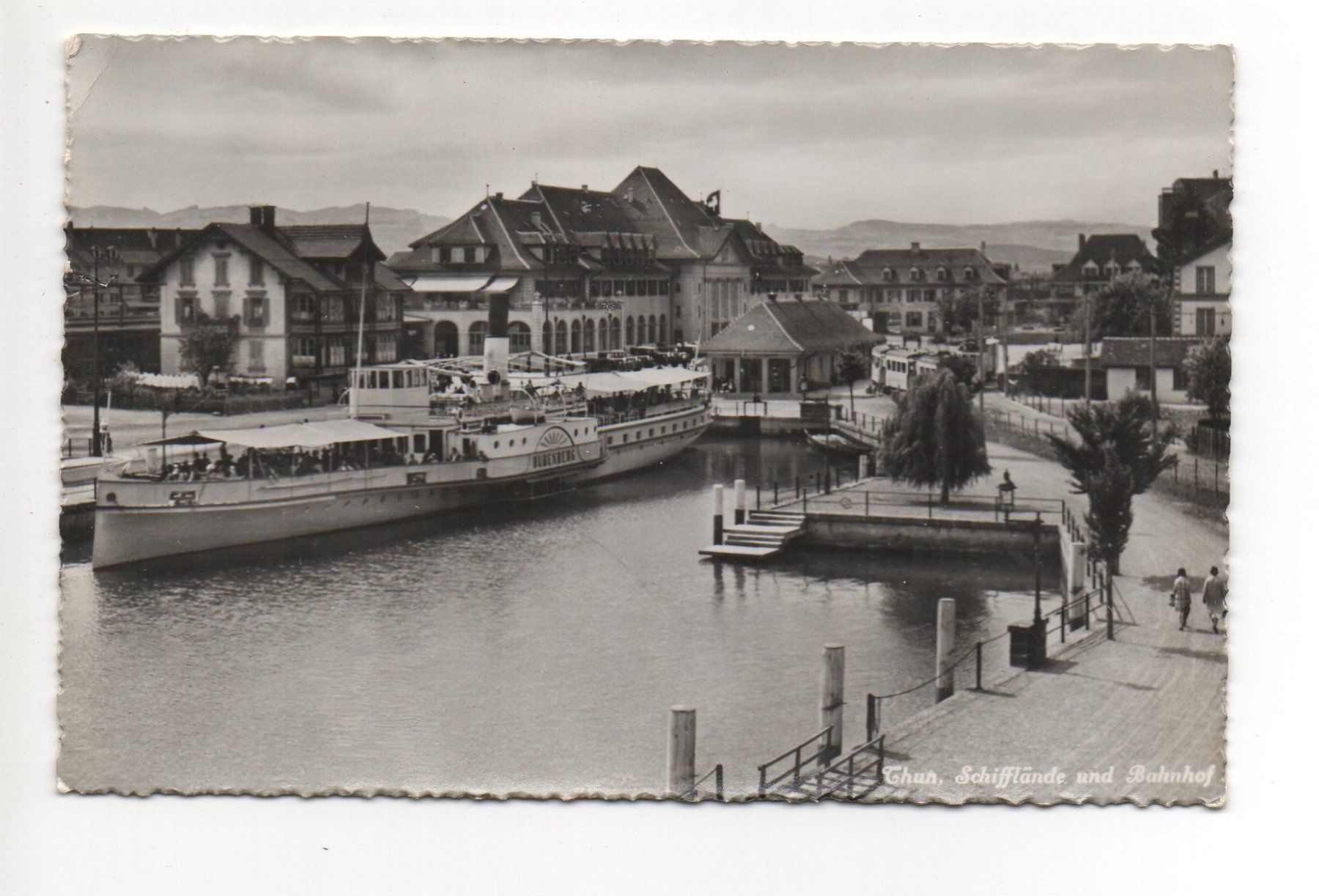 Cartoline postali: THUN Schifflände - Schiff Bubenberg, Strassenbahn, Tam – Usato da Jona venduto da philajona