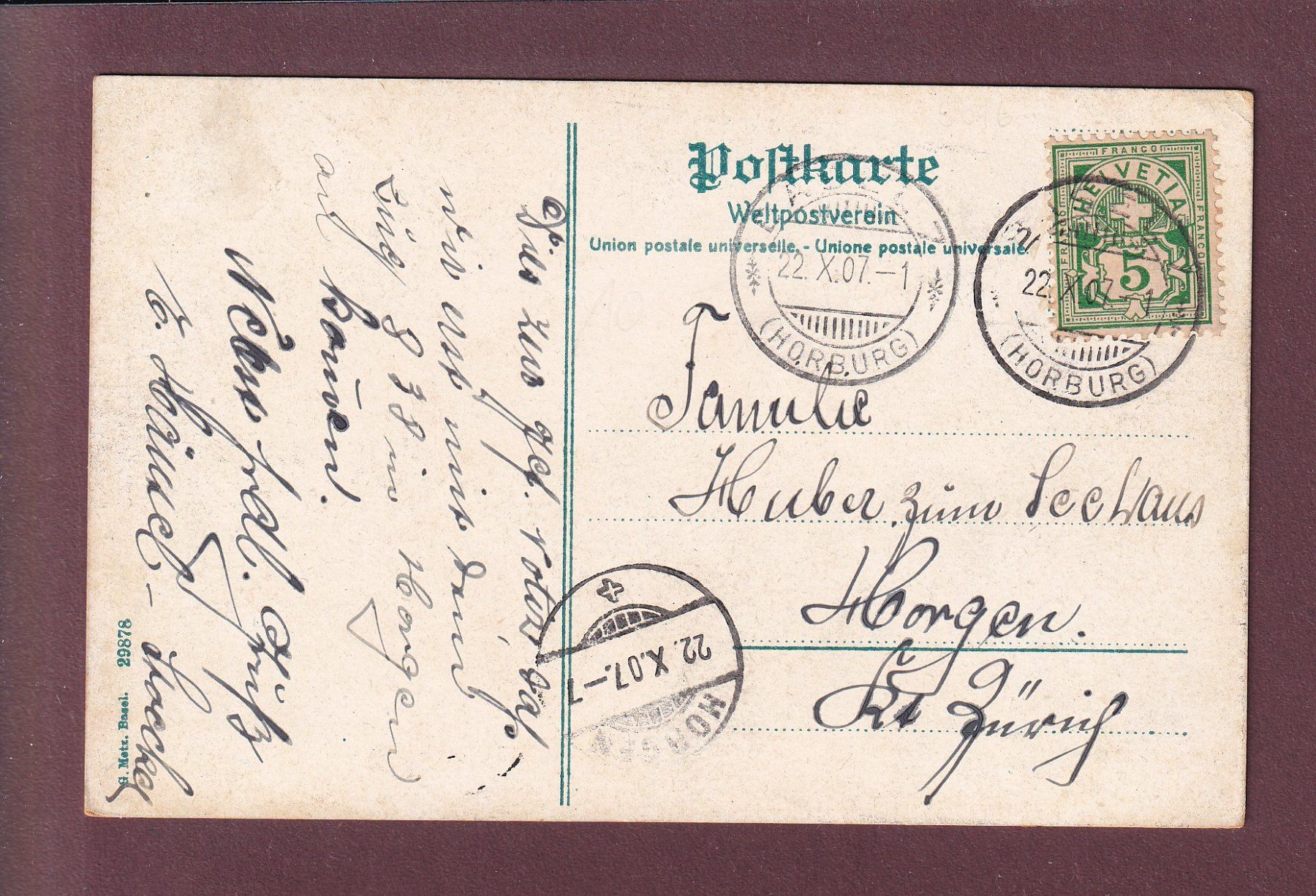 Cartoline postali: BASEL - Mittlere Rheinbrücke - 1907 – Usato da Pully venduto da nicecards 1