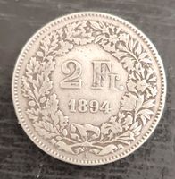 2 Franken 1894 Helvetia. gebrauchter Zustand