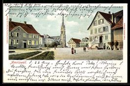 AK Amrisweil, Platz mit Kirche und Häusern