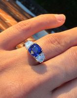 Saphir Diamant Ring 4.19 ct GRS Typ Royal Blue