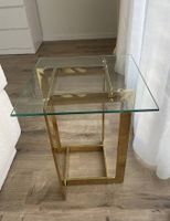2xEleganter Nachttisch / Beistelltisch mit Glasplatte 