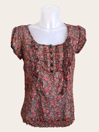 Blusentop- Shirt mit Blumenmuster, Gr. S