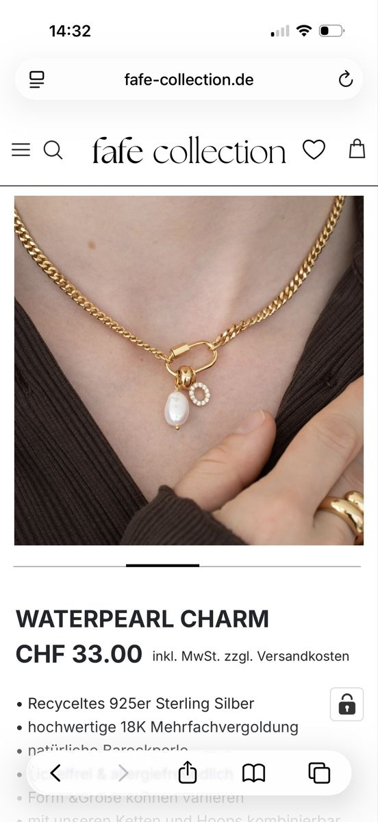 Perlen (unechte): Fafe Collection Waterpearl Charm – Neu (gemäss Beschreibung) aus Cham von CorinneAR 1