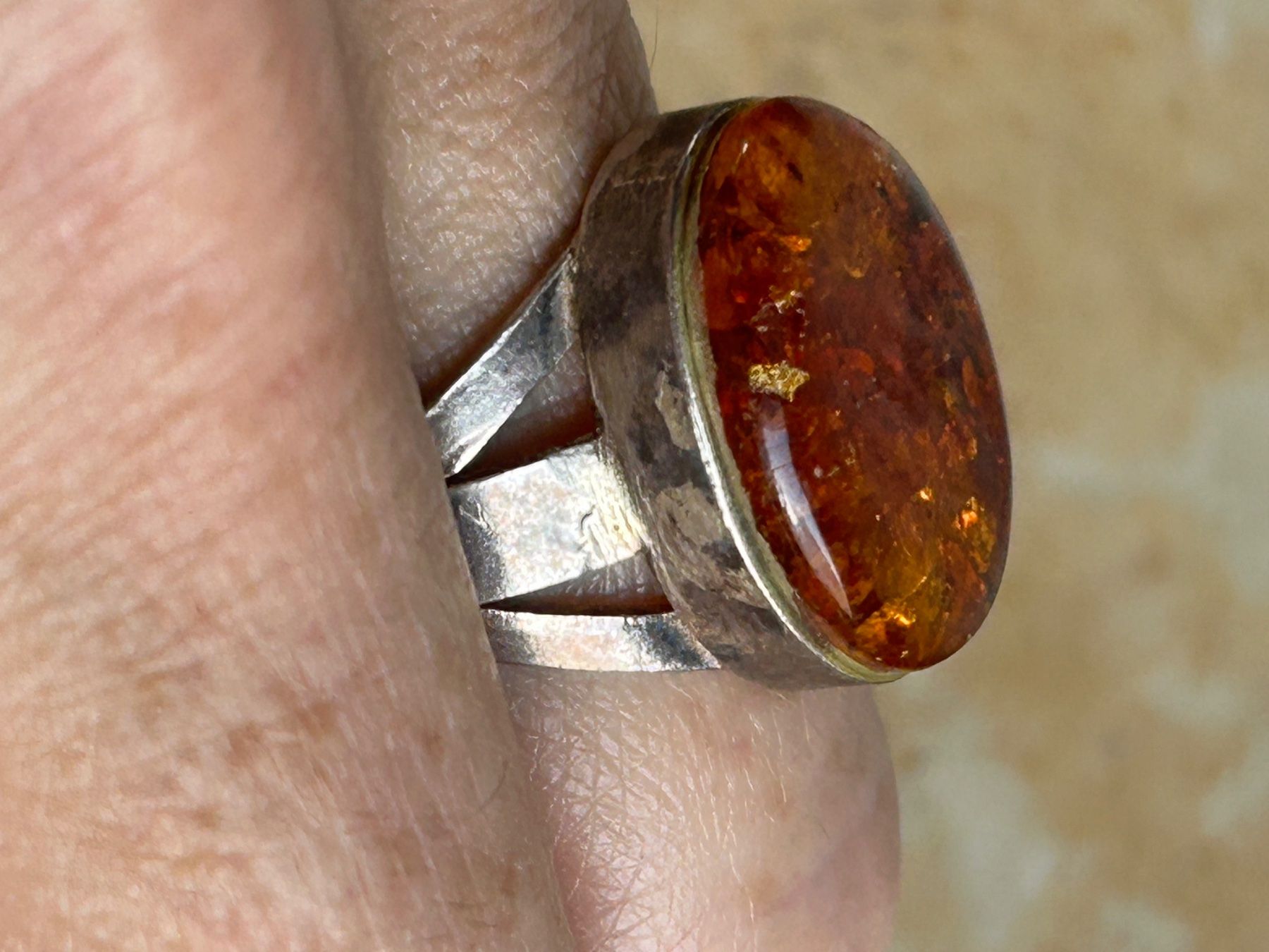 Anelli: Bernstein Ring, Vintage Silberring (gr.58) – Usato da Laufen venduto da belleskulptur 2