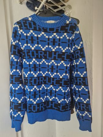 Fiorucci Pullover Merinowolle blau schwarz Grösse M