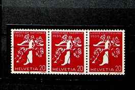 SUISSE BANDE DE 3 OBLITÉRÉE (Z27b) 1939. SBK 60.00.  /T354