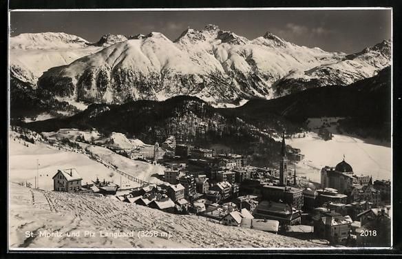 Cartes postales: St. Moritz, Teilansicht mit Piz Languard – D'occasion à Berlin par bartko-reher