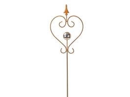 Herz mit Edelstahlkugel, Rost, H130cm Eisen Herz: 25 x 37cm