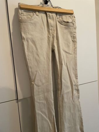Jean pattes éléphants beige clair, taille 34, stylé Bershka