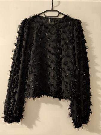 Studio Langarmbluse schwarz mit Struktur Grösse XS