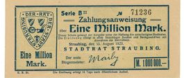 Straubing 1 Mil. Mark 15.08.1923 VZ+