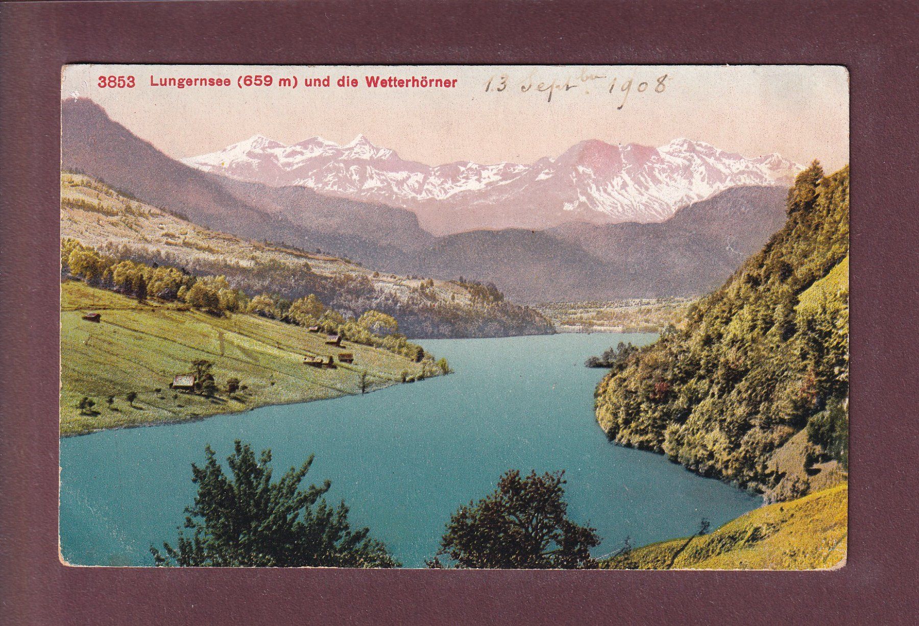 Ansichtskarten: LUNGERNSEE - Wetterhörner - 1908 – Gebraucht aus Pully von nicecards