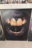 Gemälde Mund mit Zähnen auf Leinwand Unikat Kunst Druck