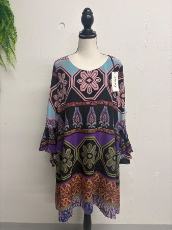Neues Grace Kleid aus Seide Gr. S gemustert Lila schwarz