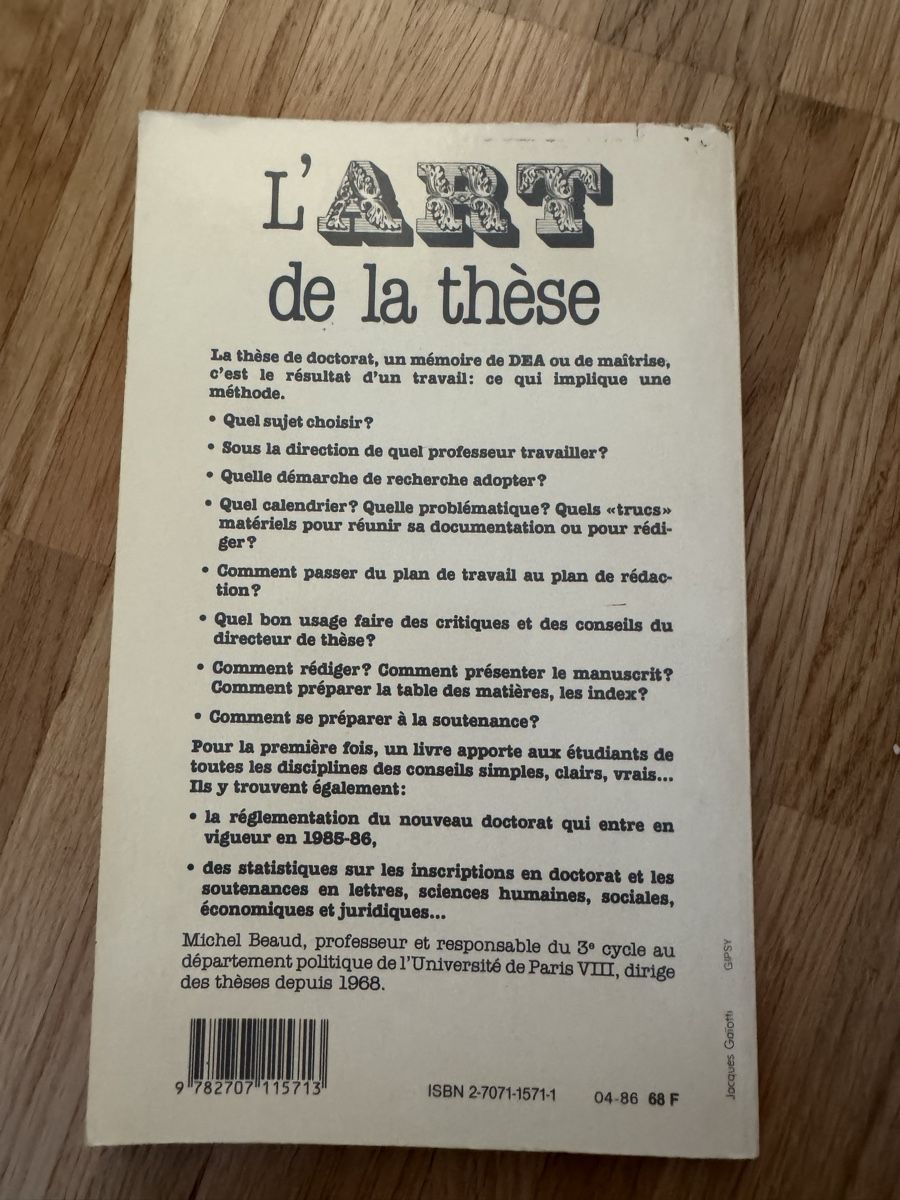 Libri: L'Art de la thèse – Usato da Meyrin venduto da mai_pl7s 1