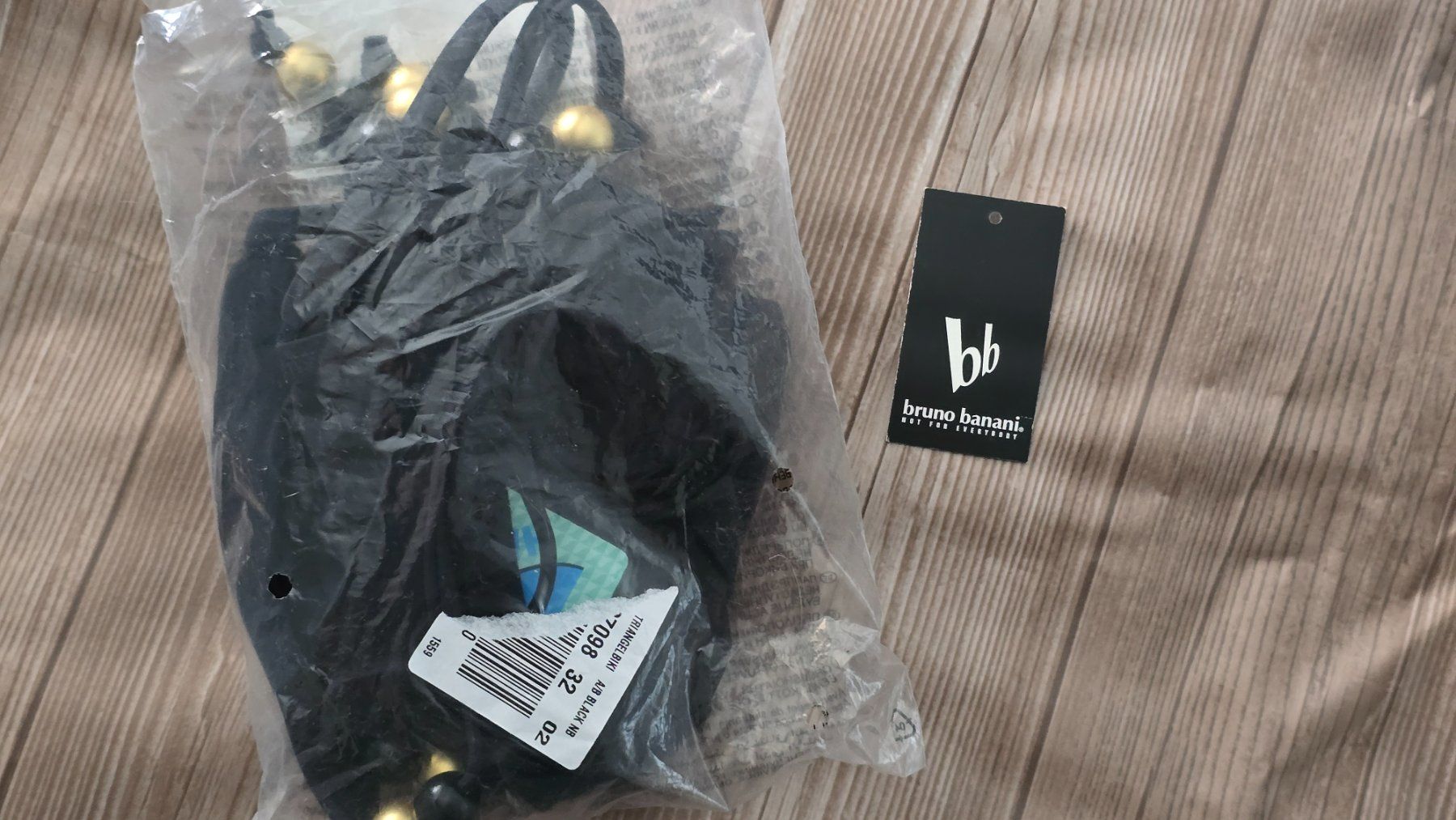 Bruno Banani Badekleider & Bikinis: 🚀 bruno banani Triangel-Bikini - 32 - Schwarz 👙 Goldperlen – Neu und originalverpackt aus Thalwil von VitaMini 6