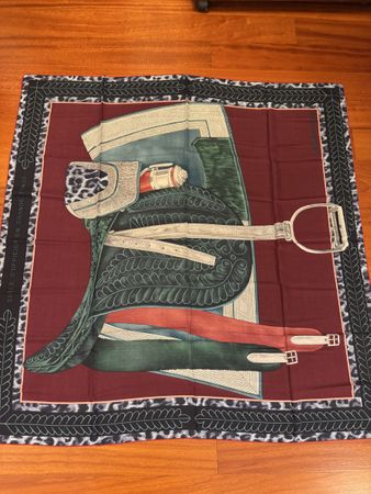 Hermès Scarf "Selle d'Officier en Grande Tenue" Burgundy