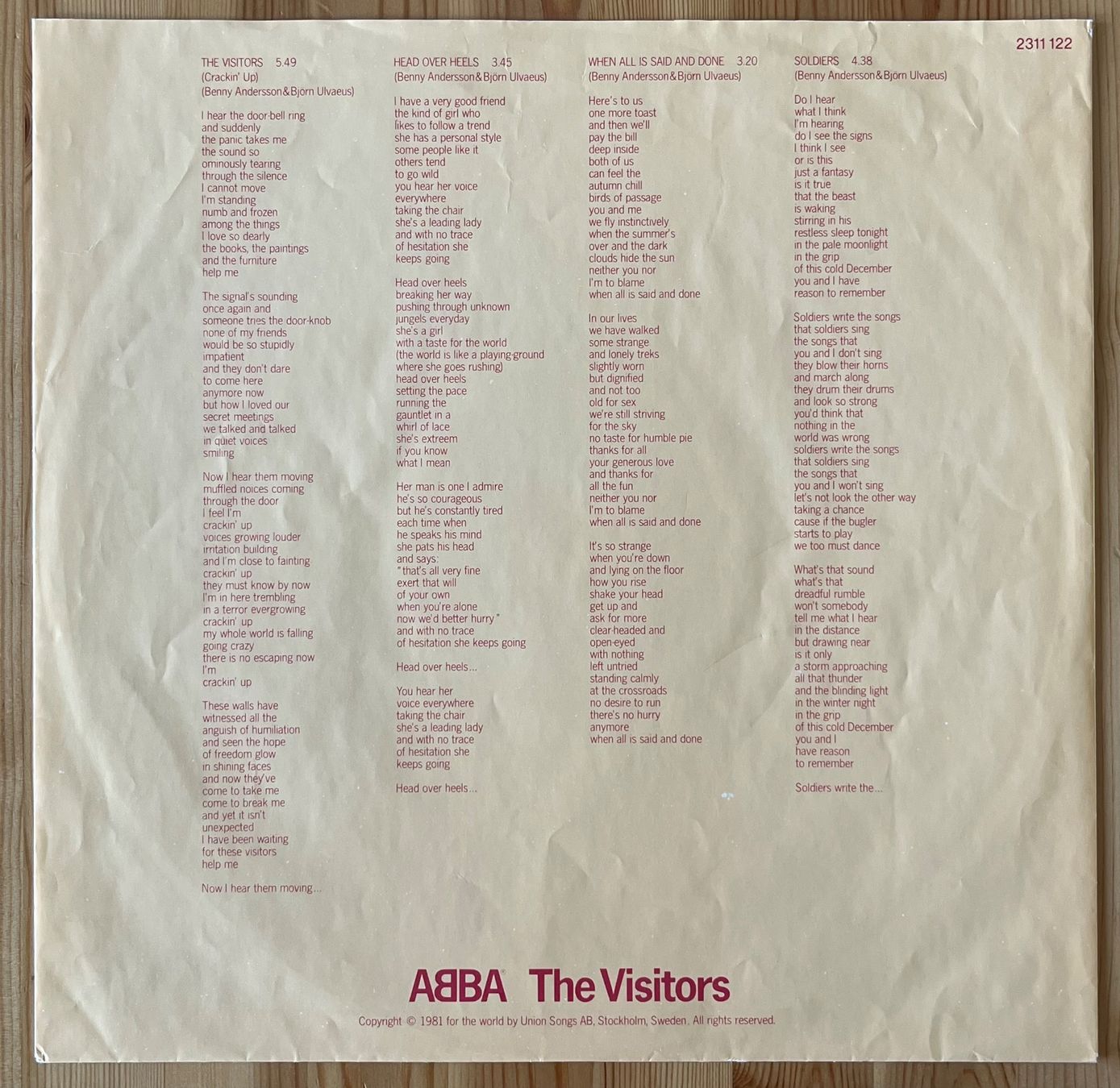Schallplatten: ABBA - The Visitors - 12"LP – Gebraucht aus Zürich von Gurkis 3