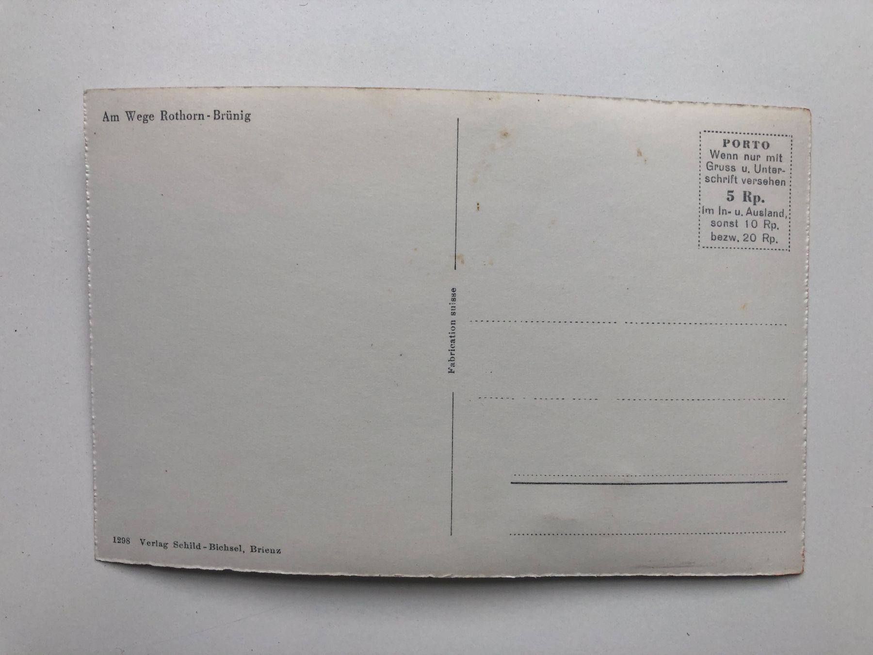 Cartoline postali: Am Wege Rothorn - Brünig – Usato da Neuchâtel venduto da Atahuallpa 1