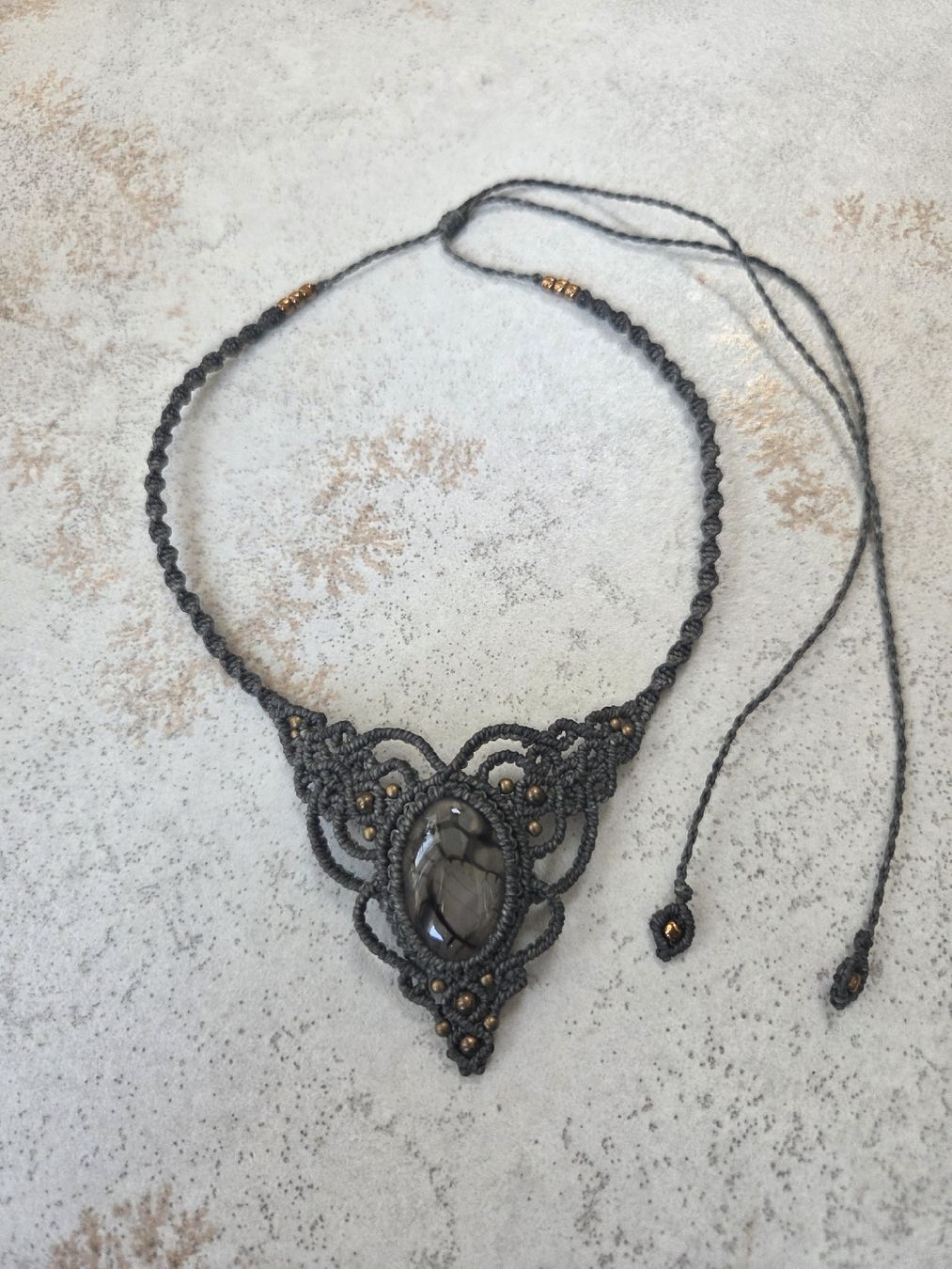 Ketten: Macrame Halskette mit Achat – Neu (gemäss Beschreibung) aus Bönigen von cc9ice 2