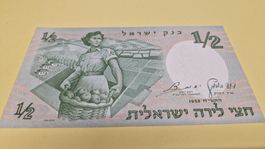 Seltene, alte 1/2 Lira Israelische Banknote, Jahrgang 1958!