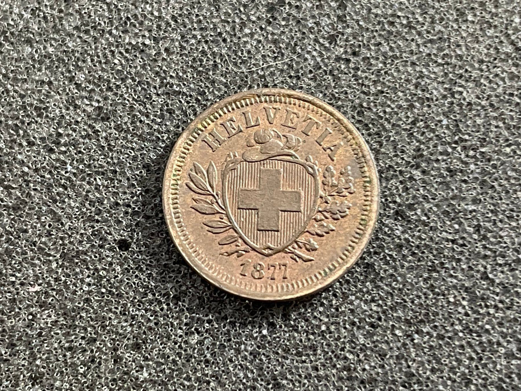 Tutti le monete: 1 Rappen 1877 -unc – Usato da Reitnau venduto da tb-muenzen