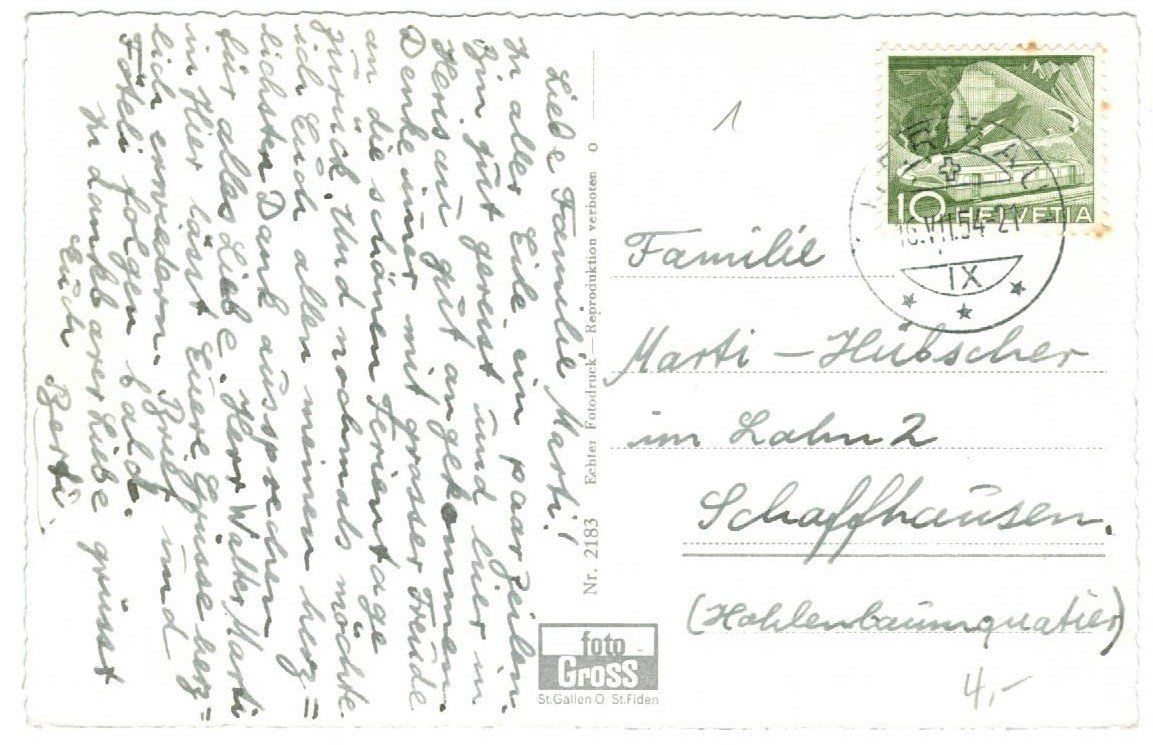 Cartoline postali: AK Herisau 1954 – Usato da Zürich venduto da Tolima194 1