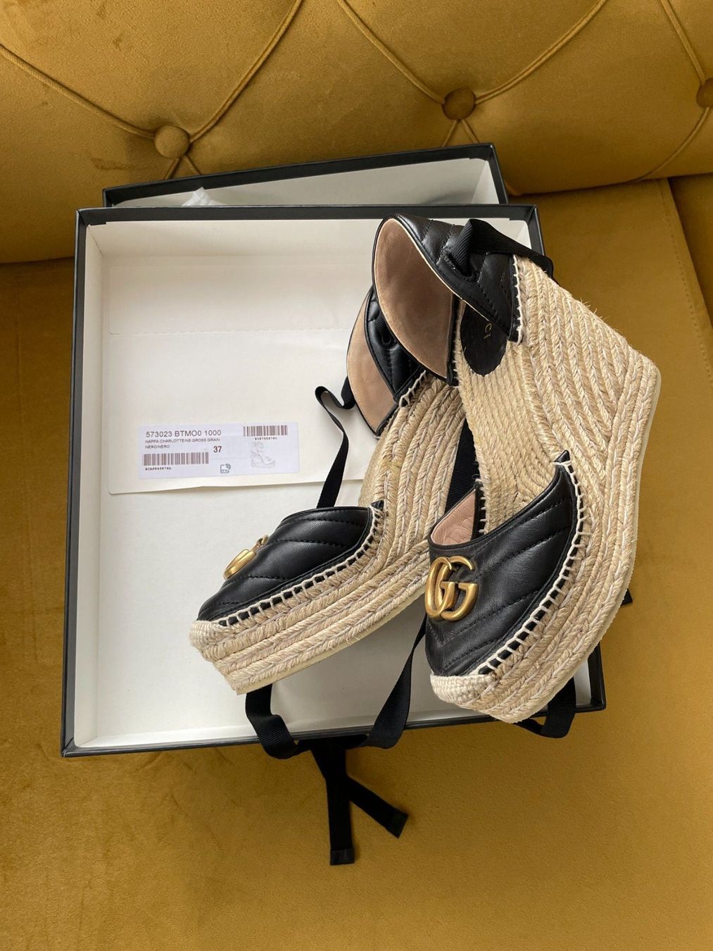 Gucci Scarpe da donna: Gucci Plattform Leder Espadrilles schwarz, Keilabsatz – Usato da Dagmersellen venduto da sheli17 7