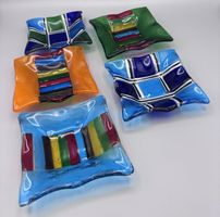 5 Fusingglas Schalen bunt handgefertigt Kunstglas 10 cm