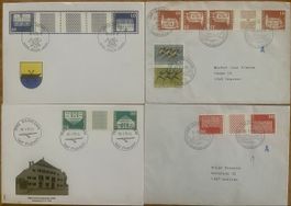 5 Schweiz FDC Kehrdrucke S69–S72, Z45, K52 1970–73
