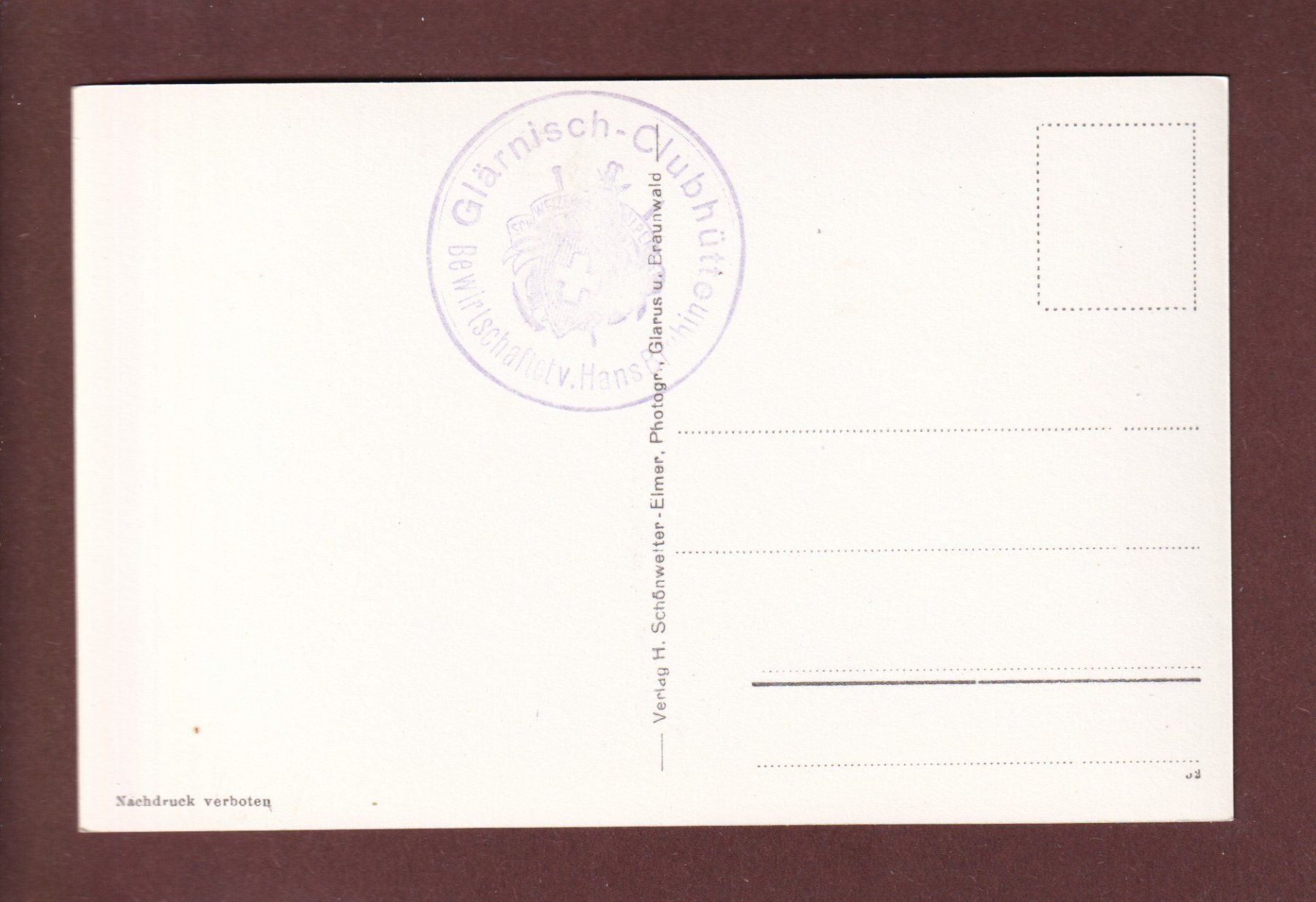 Cartoline postali: GLÄRNISCH-HÜTTE - Feuerberg – Usato da Pully venduto da nicecards 1