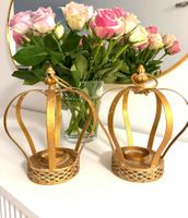 2x Deko Vintage Shabby Kerzenhalter Krone