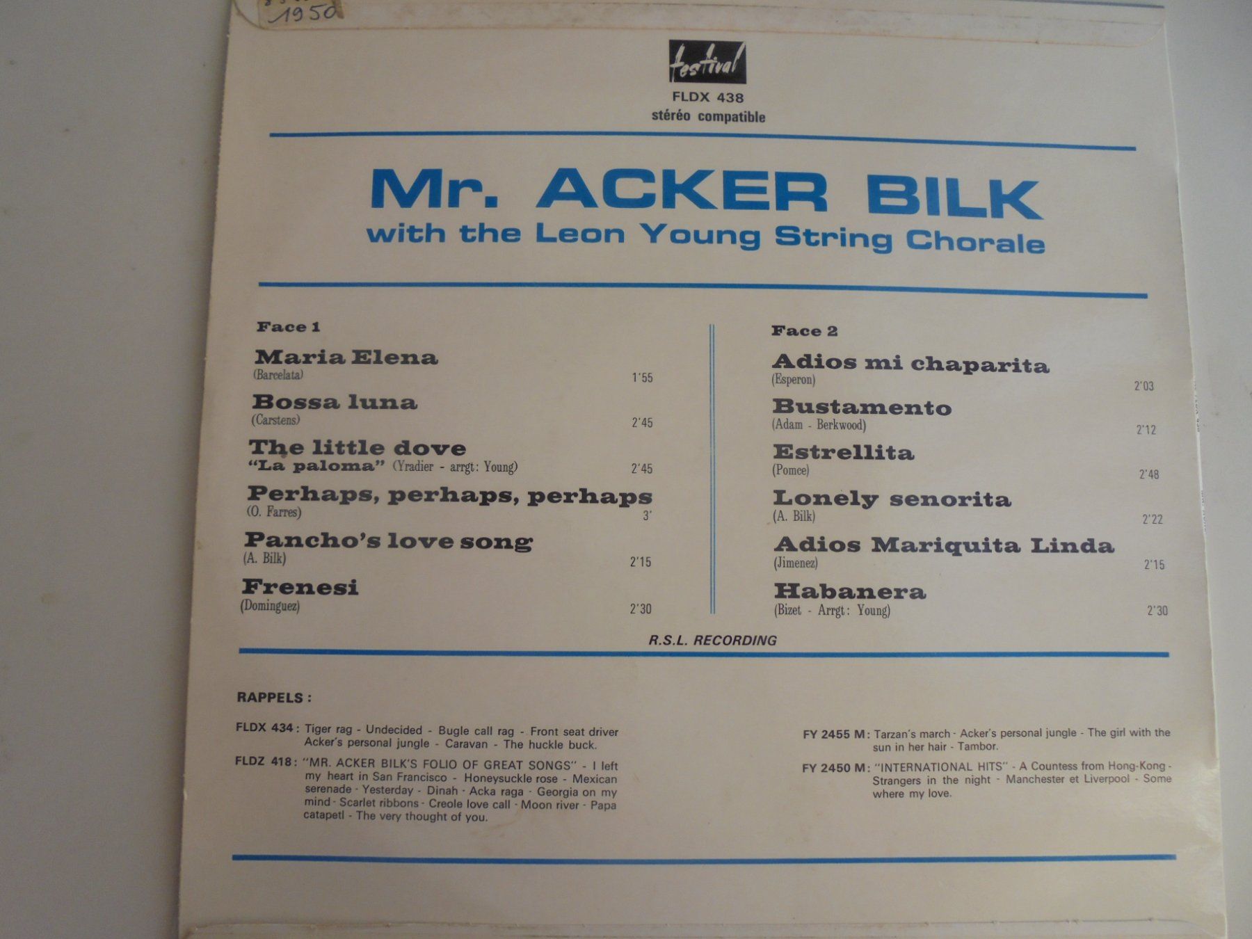 Dischi in vinile: Acker Bilk with the Leon Young String Chorale / France /VG+ – Usato da Crissier venduto da Promopost 1