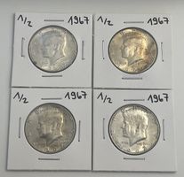 1/2 Kennedy Half Dollar Set: 4x 1967 - Silber! - Unz.+