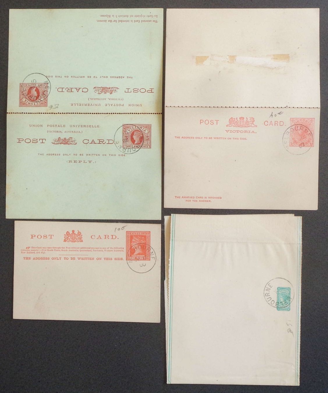 Tutti i francobolli: VICTORIA: 4 postal stationaries, Ø – Nuovo (secondo la descrizione) da Le Locle venduto da timbrettino