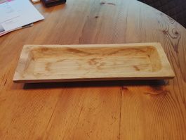 Dekorative Holzschale rechteckig naturbelassen Zustand gut