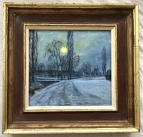 Hansueli Holzer (*1947) - Öl auf Sperrholz - Wintermondnacht