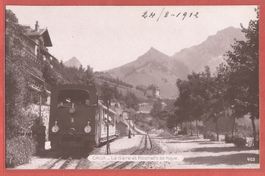 Caux bei Montreux - Bahn im Bahnhof - Fotokarte 1912