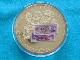 Schweizer Gedenkmünze "10 Fr. Note" 2015, Rarität!