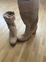 Leder/Segelstoffstiefel Grösse 37, Beige
