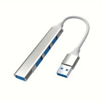 Silber USB-Hub 4 Port Multi USB Splitter Adapter USB-A