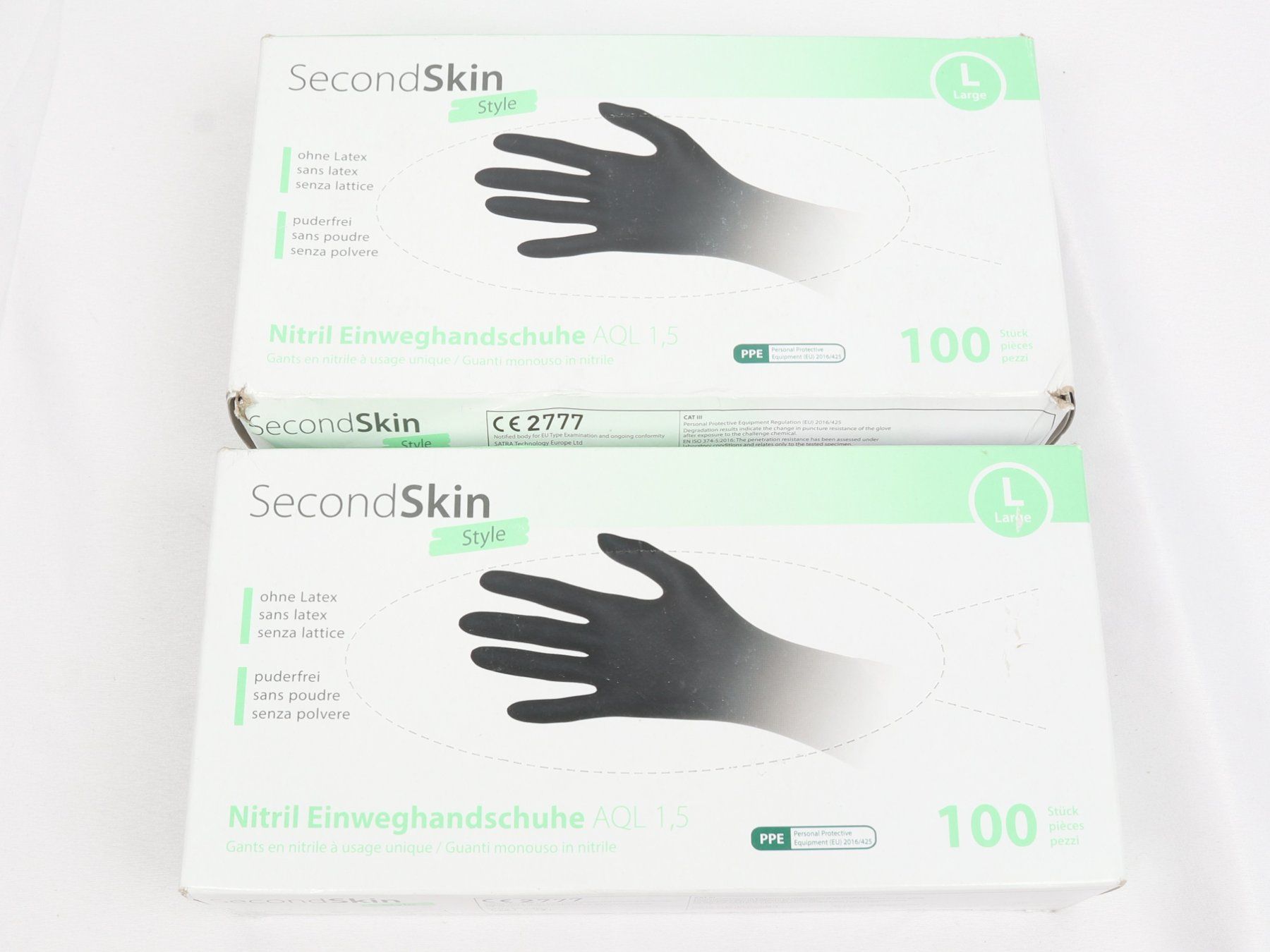 Guanti & manicotti: SECOND SKIN Nitril Einweghandschuhe Gr. L 2 Pack – Nuovo e nell'imballaggio originale da Steinen venduto da Restwert_Steinen