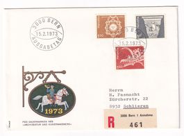 1973 4 FDC Architektur und Kunsthandwerk, alle auf R-Brief