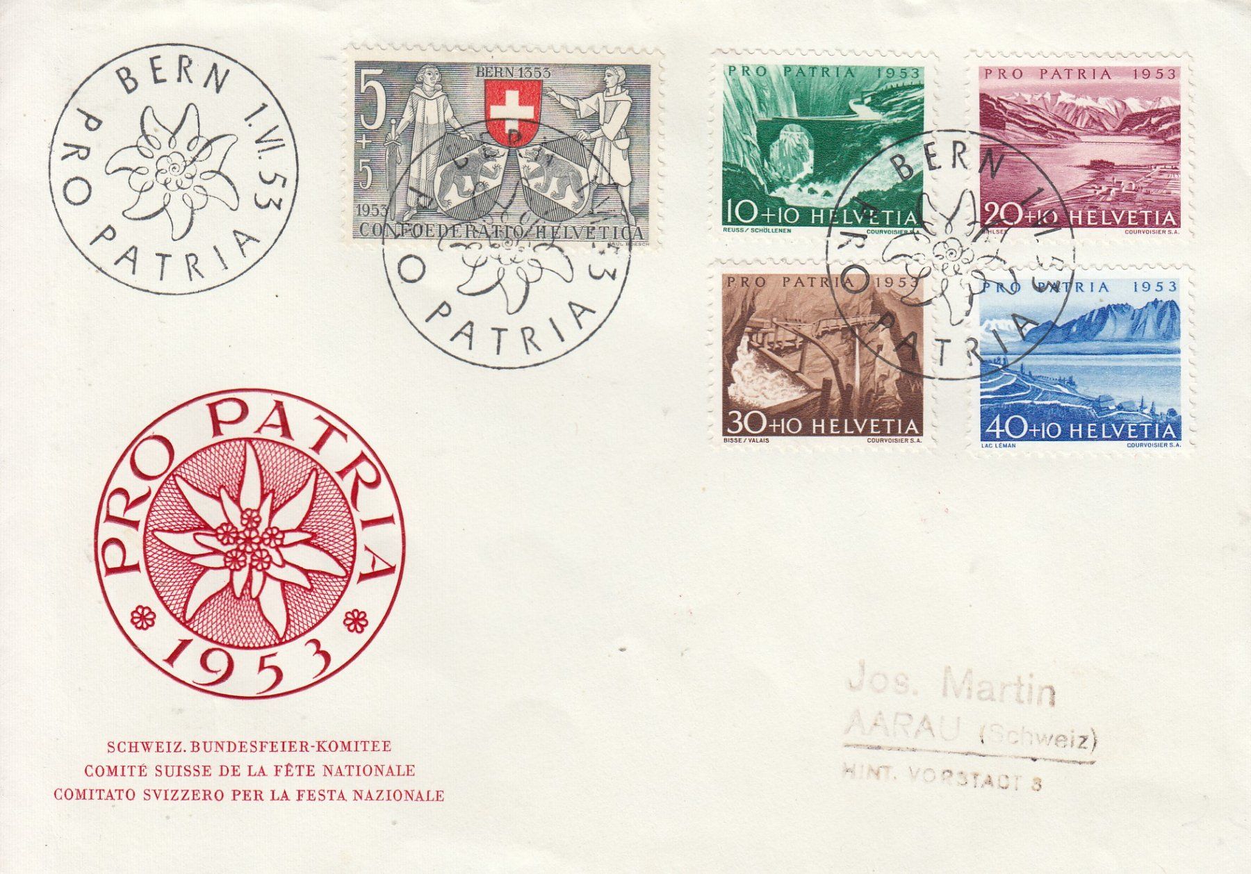 Tutti i francobolli: 61-65  FDC 1.6.1953 – Usato da Spreitenbach venduto da Lienbi01