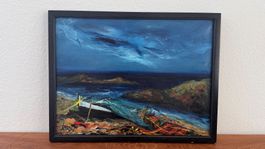 Ölgemälde "Fischerboot"Jordi Mercadé Farrés 1982