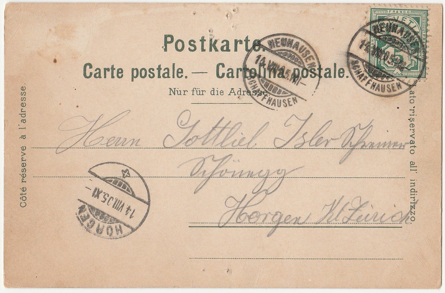 Ansichtskarten: Rheinfall -  (2 Alte Ansichtskarten / 1900 & 1905) – Gebraucht aus Fällanden von Blausegelfliege 3